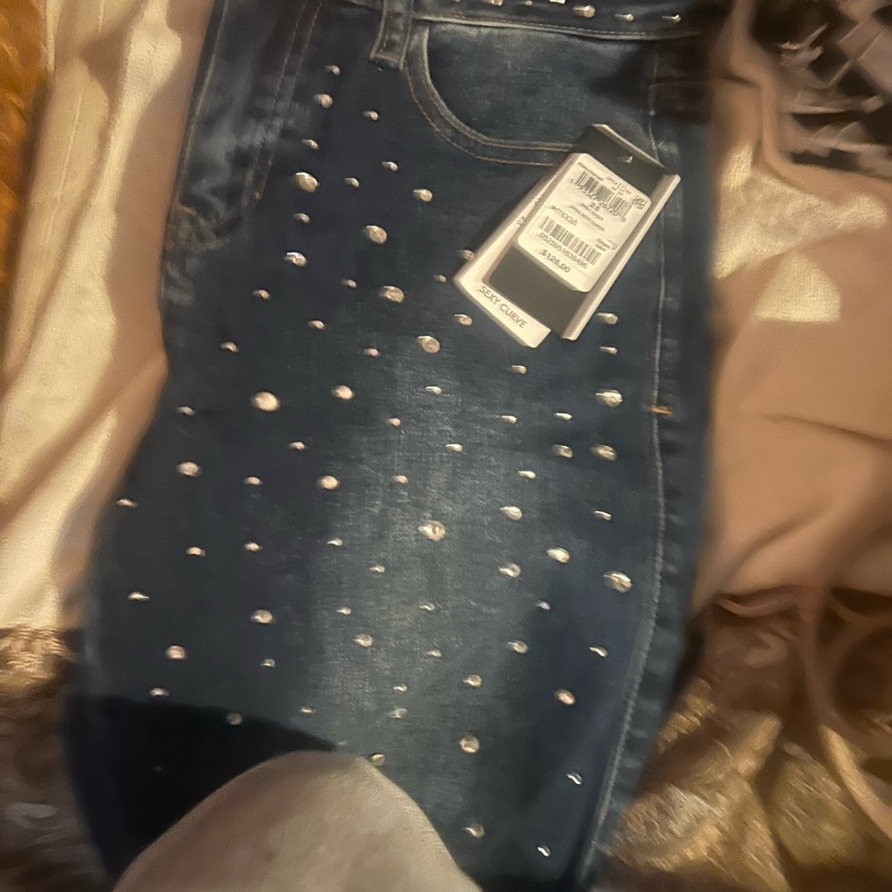 Guess rhinestone blue jeans for women size 28 sexy curve